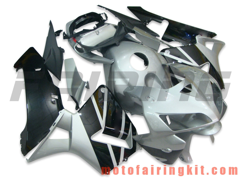 Fairing Kits Fit for CBR600RR 2005 2006 CBR600 RR 05 06 Plastic ABS Injection Mold Complete Motorcycle Body Aftermarket Bodywork Frame (Silver & Black) B014