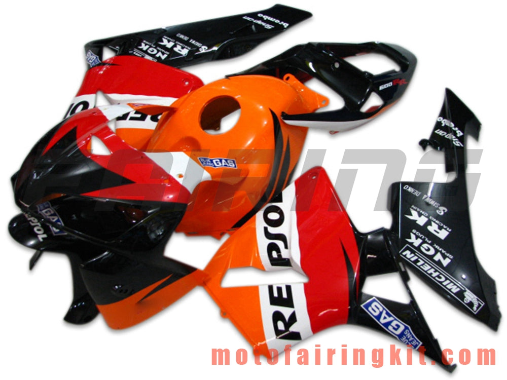 Fairing Kits Fit for CBR600RR 2005 2006 CBR600 RR 05 06 Plastic ABS Injection Mold Complete Motorcycle Body Aftermarket Bodywork Frame (Black & Orange) B020