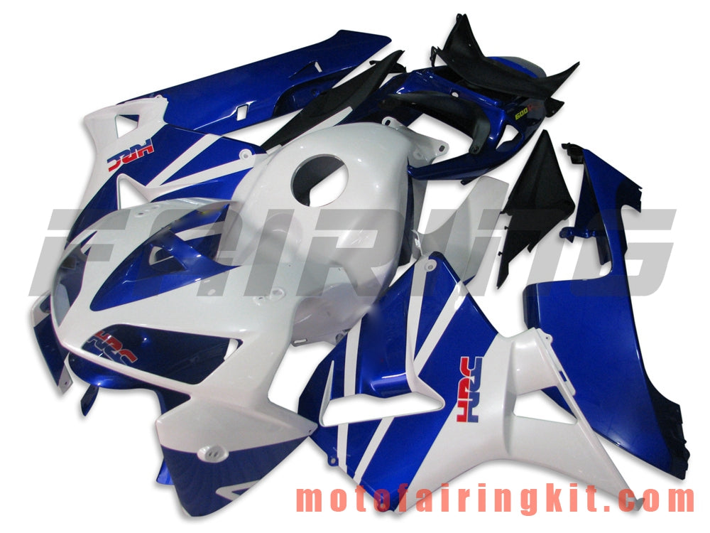 Fairing Kits Fit for CBR600RR 2005 2006 CBR600 RR 05 06 Plastic ABS Injection Mold Complete Motorcycle Body Aftermarket Bodywork Frame (White & Blue) B021