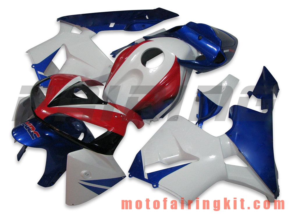 Fairing Kits Fit for CBR600RR 2005 2006 CBR600 RR 05 06 Plastic ABS Injection Mold Complete Motorcycle Body Aftermarket Bodywork Frame (White & Blue) B030