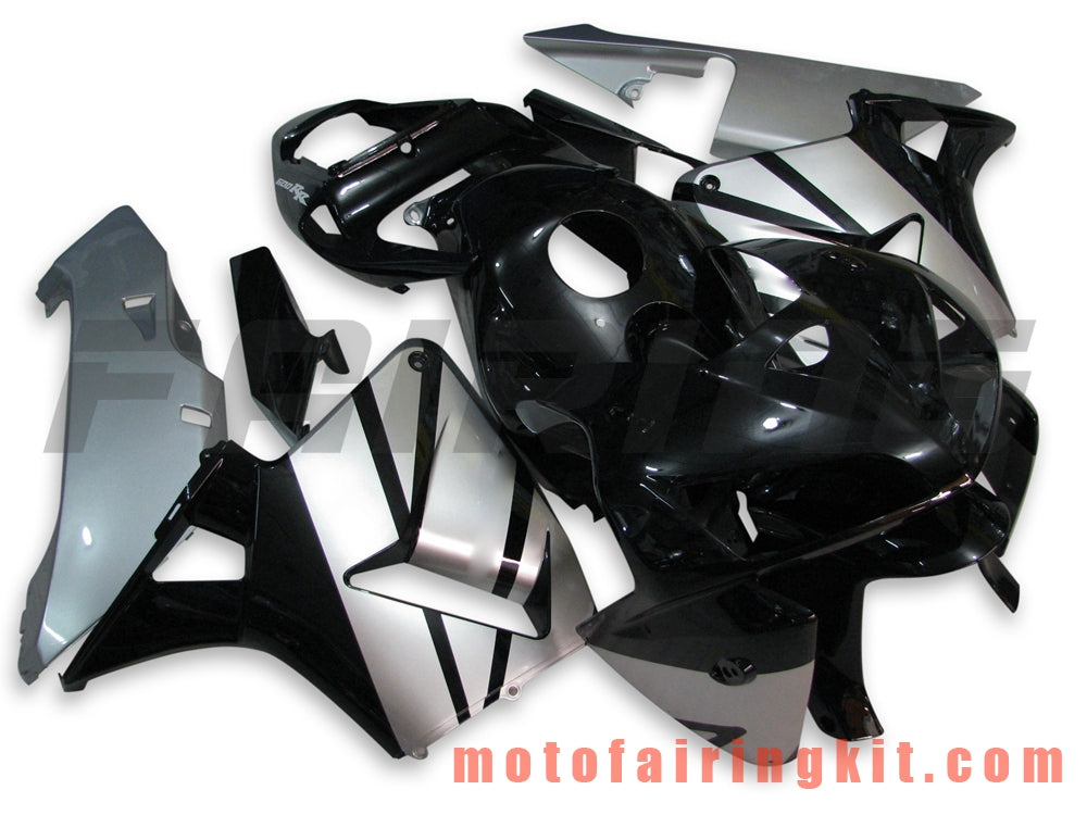 Fairing Kits Fit for CBR600RR 2005 2006 CBR600 RR 05 06 Plastic ABS Injection Mold Complete Motorcycle Body Aftermarket Bodywork Frame (Black & Silver) B035