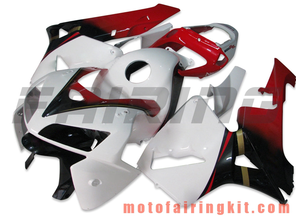 Fairing Kits Fit for CBR600RR 2005 2006 CBR600 RR 05 06 Plastic ABS Injection Mold Complete Motorcycle Body Aftermarket Bodywork Frame (White & Red) B049