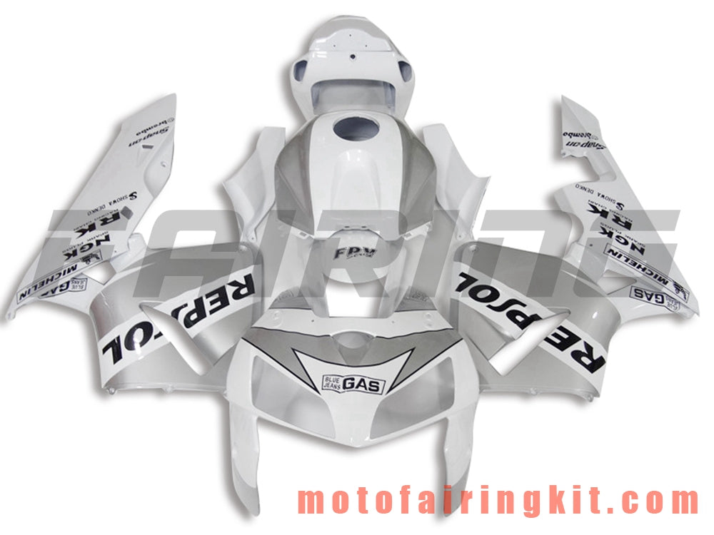 Kits de carenado aptos para CBR600RR 2005 2006 CBR600 RR 05 06 Molde de inyección de plástico ABS Carrocería completa para motocicleta Carrocería del mercado de accesorios Marco (plata y blanco) B053