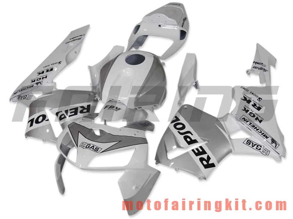 Fairing Kits Fit for CBR600RR 2005 2006 CBR600 RR 05 06 Plastic ABS Injection Mold Complete Motorcycle Body Aftermarket Bodywork Frame (Silver & White) B053