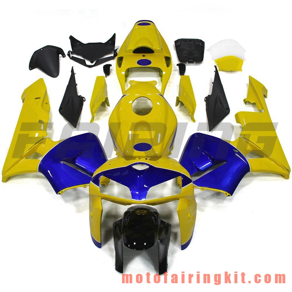 Fairing Kits Fit for CBR600RR 2005 2006 CBR600 RR 05 06 Plastic ABS Injection Mold Complete Motorcycle Body Aftermarket Bodywork Frame (Yellow & Blue) B057