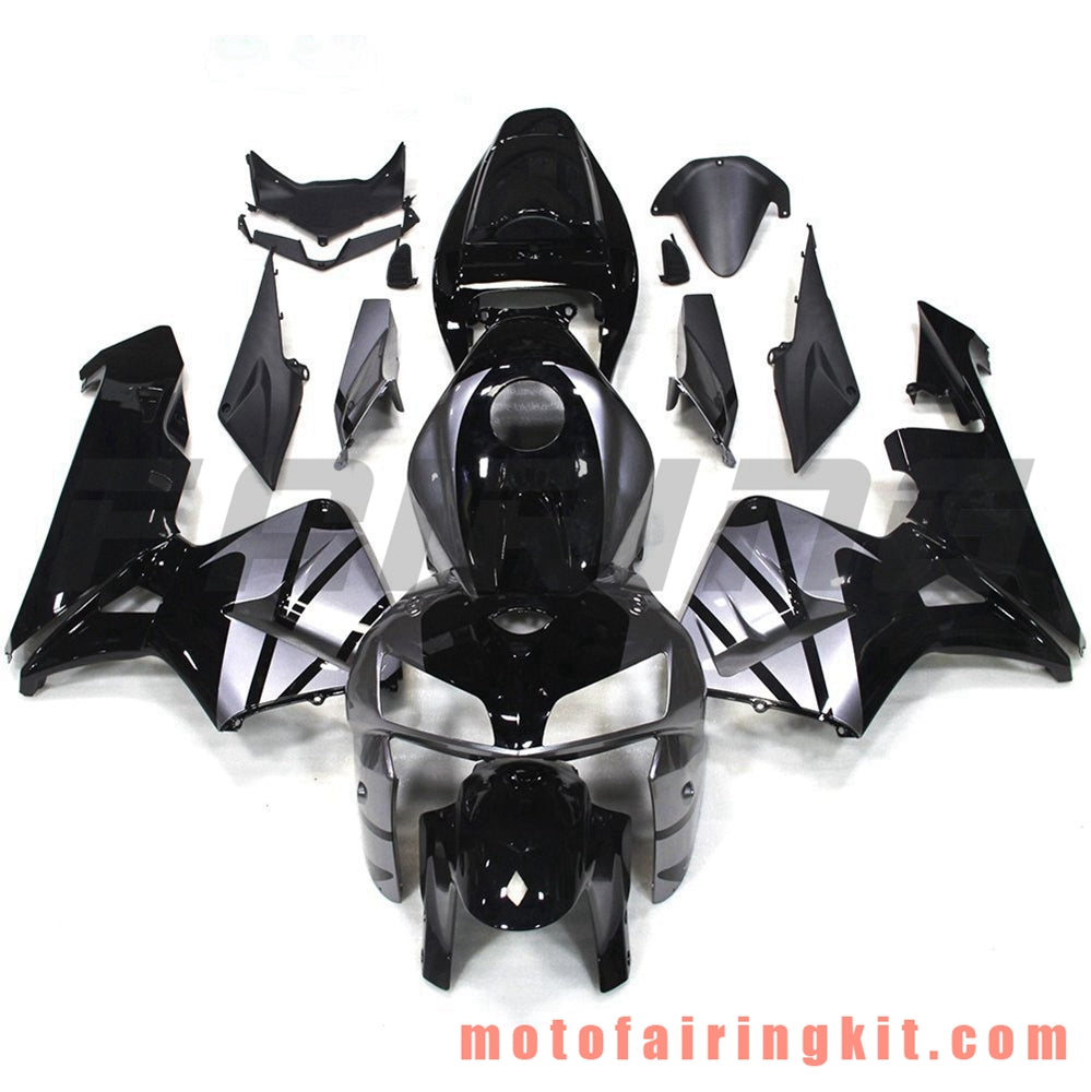 Kits de carenado aptos para CBR600RR 2005 2006 CBR600 RR 05 06 Molde de inyección de plástico ABS Carrocería completa para motocicleta Marco de carrocería de posventa (negro y plateado) B063