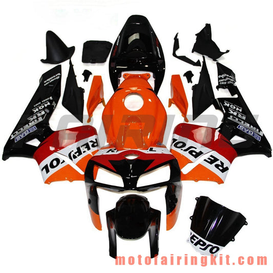 Fairing Kits Fit for CBR600RR 2005 2006 CBR600 RR 05 06 Plastic ABS Injection Mold Complete Motorcycle Body Aftermarket Bodywork Frame (Orange & Black) B070