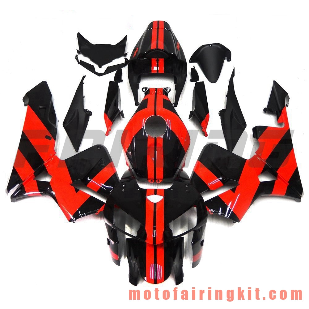 Fairing Kits Fit for CBR600RR 2005 2006 CBR600 RR 05 06 Plastic ABS Injection Mold Complete Motorcycle Body Aftermarket Bodywork Frame (Black & Red) B106