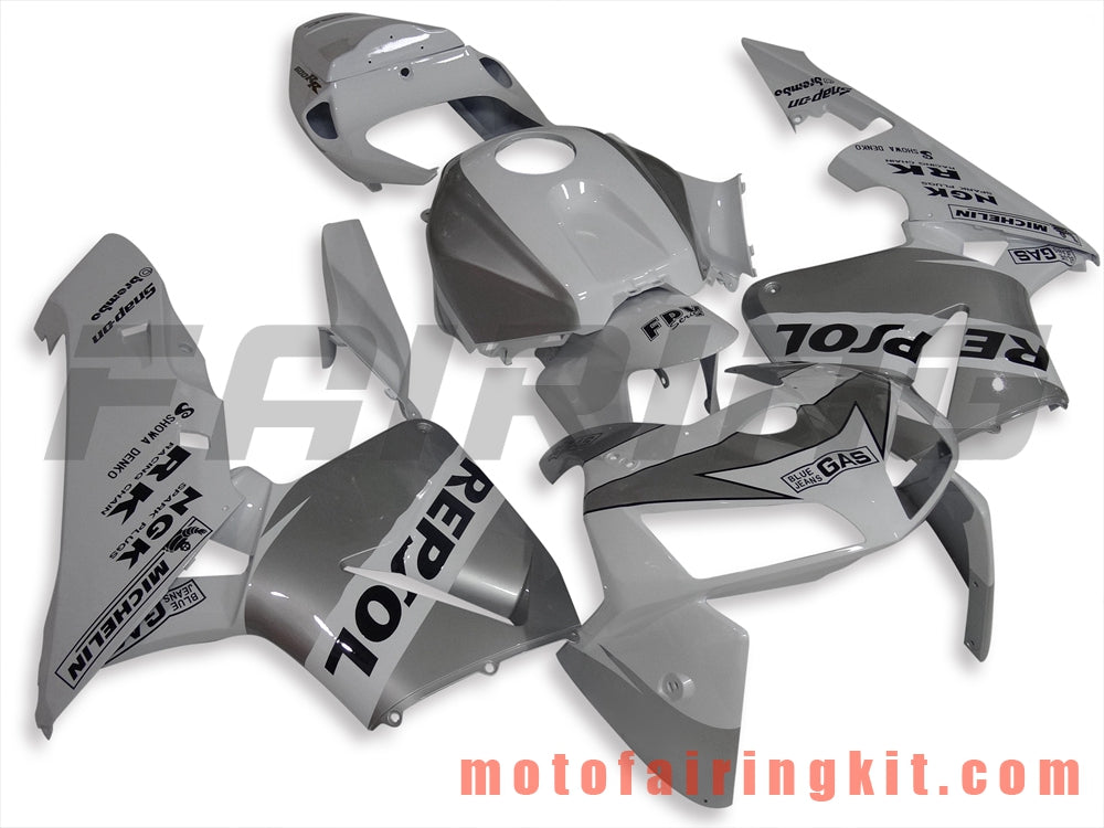 Fairing Kits Fit for CBR600RR 2005 2006 CBR600 RR 05 06 Plastic ABS Injection Mold Complete Motorcycle Body Aftermarket Bodywork Frame (Silver & White) B114