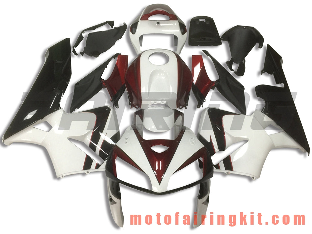 Fairing Kits Fit for CBR600RR 2005 2006 CBR600 RR 05 06 Plastic ABS Injection Mold Complete Motorcycle Body Aftermarket Bodywork Frame (White & Deep Red) B121