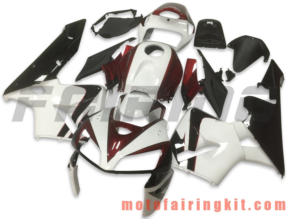 Fairing Kits Fit for CBR600RR 2005 2006 CBR600 RR 05 06 Plastic ABS Injection Mold Complete Motorcycle Body Aftermarket Bodywork Frame (White & Deep Red) B121