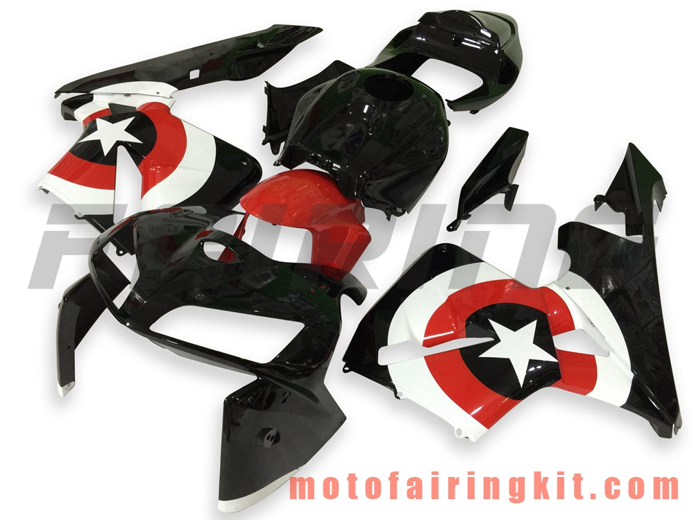 Fairing Kits Fit for CBR600RR 2005 2006 CBR600 RR 05 06 Plastic ABS Injection Mold Complete Motorcycle Body Aftermarket Bodywork Frame (Black & Red) B131