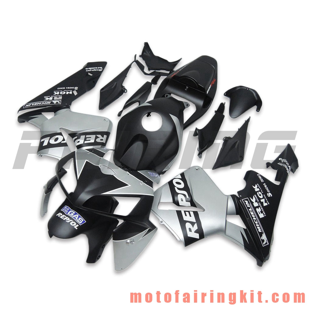 フェアリングキット CBR600RR 2005 2006 CBR600 RR 05 06 プラスチック ABS 射出成形 完全なオートバイボディ アフターマーケットボディワークフレーム (ブラック &amp; シルバー) B160