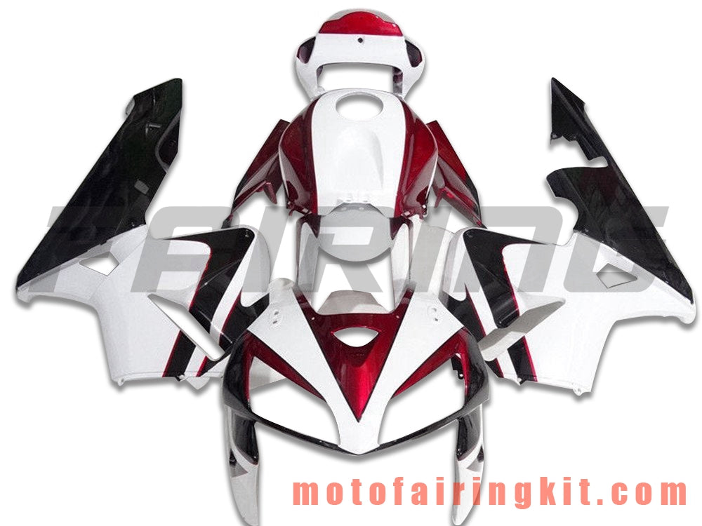 Fairing Kits Fit for CBR600RR 2005 2006 CBR600 RR 05 06 Plastic ABS Injection Mold Complete Motorcycle Body Aftermarket Bodywork Frame (White & Deep Red) B163