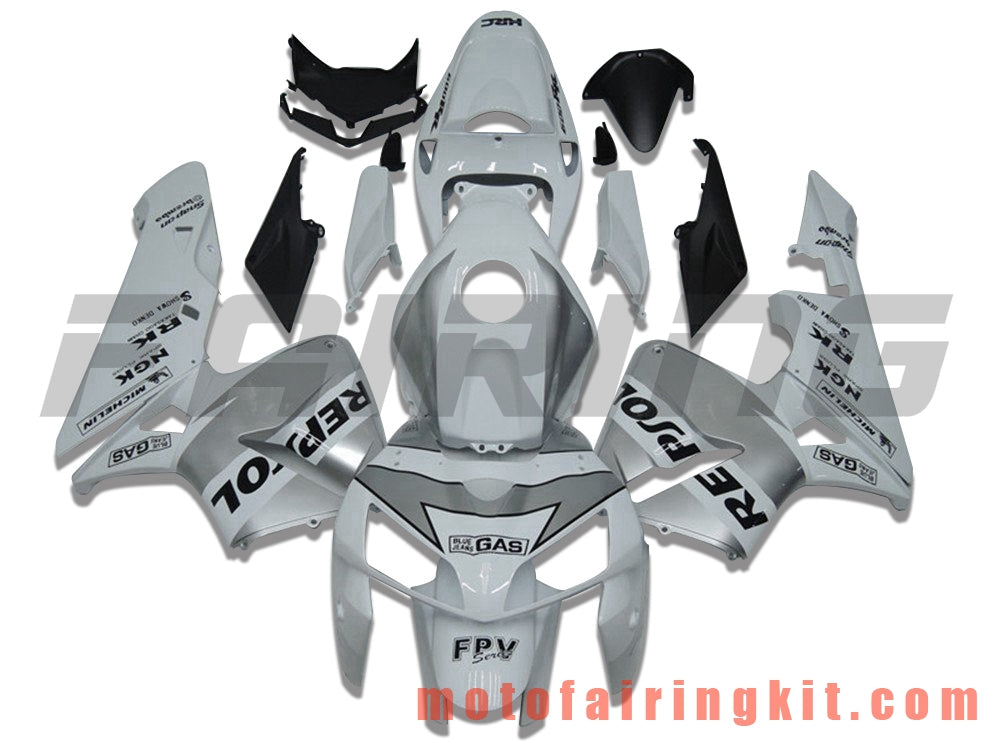 Kits de carenado aptos para CBR600RR 2005 2006 CBR600 RR 05 06 Molde de inyección de plástico ABS Carrocería completa para motocicleta Carrocería del mercado de accesorios Marco (blanco y plateado) B165