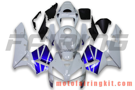 Fairing Kits Fit for CBR600RR 2005 2006 CBR600 RR 05 06 Plastic ABS Injection Mold Complete Motorcycle Body Aftermarket Bodywork Frame (White & Blue) B170