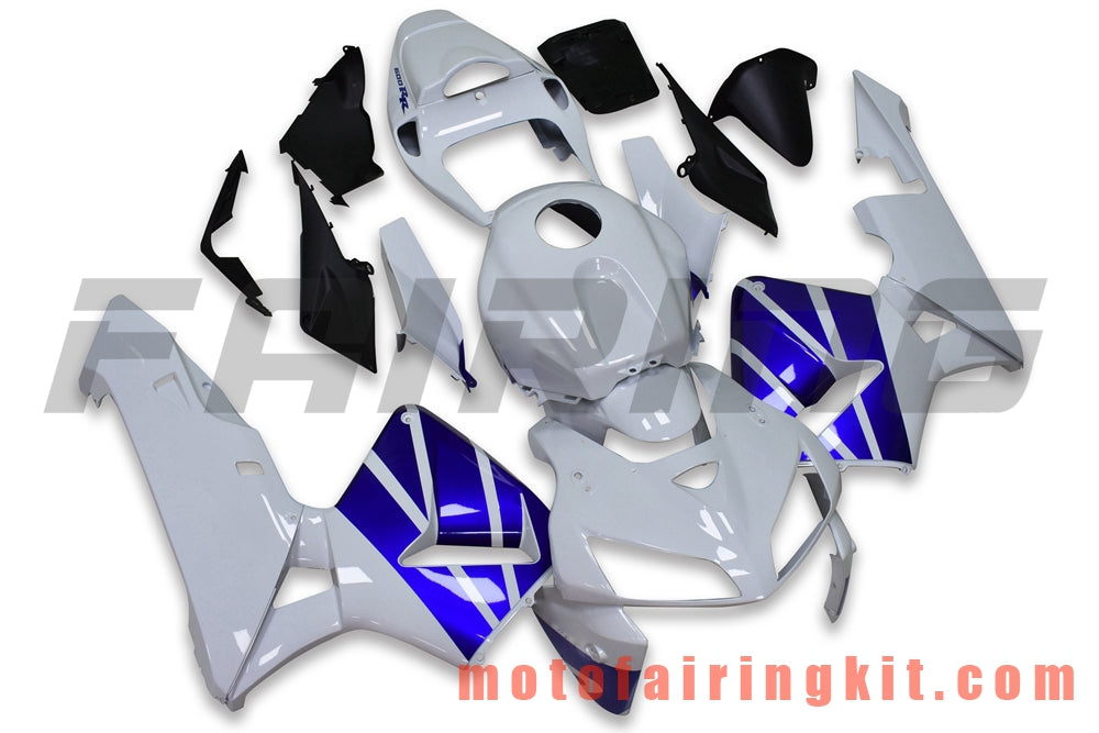 Fairing Kits Fit for CBR600RR 2005 2006 CBR600 RR 05 06 Plastic ABS Injection Mold Complete Motorcycle Body Aftermarket Bodywork Frame (White & Blue) B170