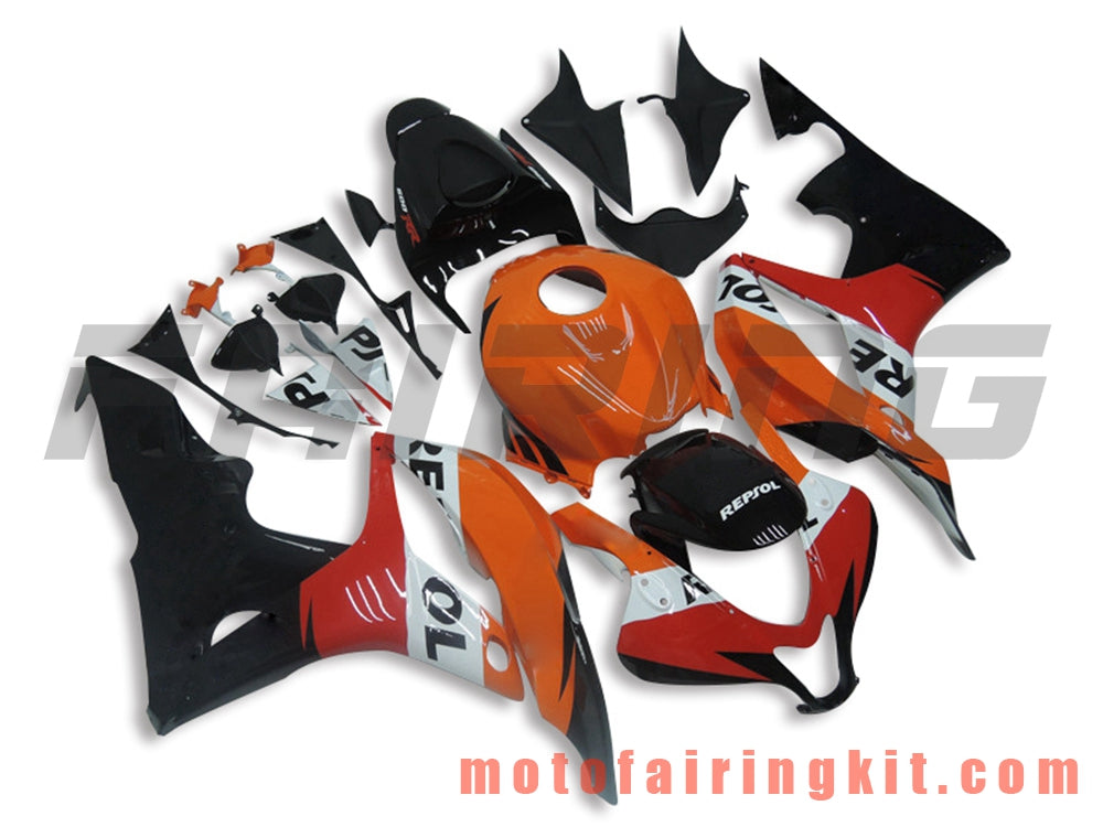 フェアリングキット CBR600RR 2007 2008 CBR 600RR 07 08 プラスチック ABS 射出成形 完全なオートバイボディ アフターマーケットボディワークフレーム (オレンジ &amp; ブラック) B012