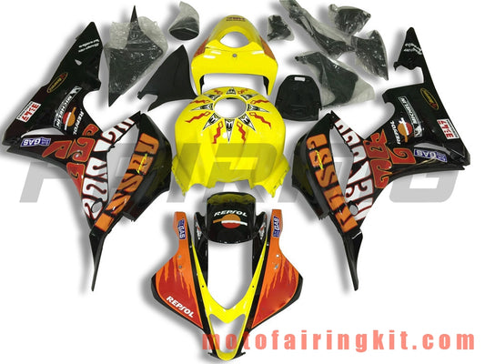 フェアリングキット CBR600RR 2007 2008 CBR 600RR 07 08 プラスチック ABS 射出成形 完全なオートバイボディ アフターマーケットボディワークフレーム (イエロー &amp; ブラック) B036