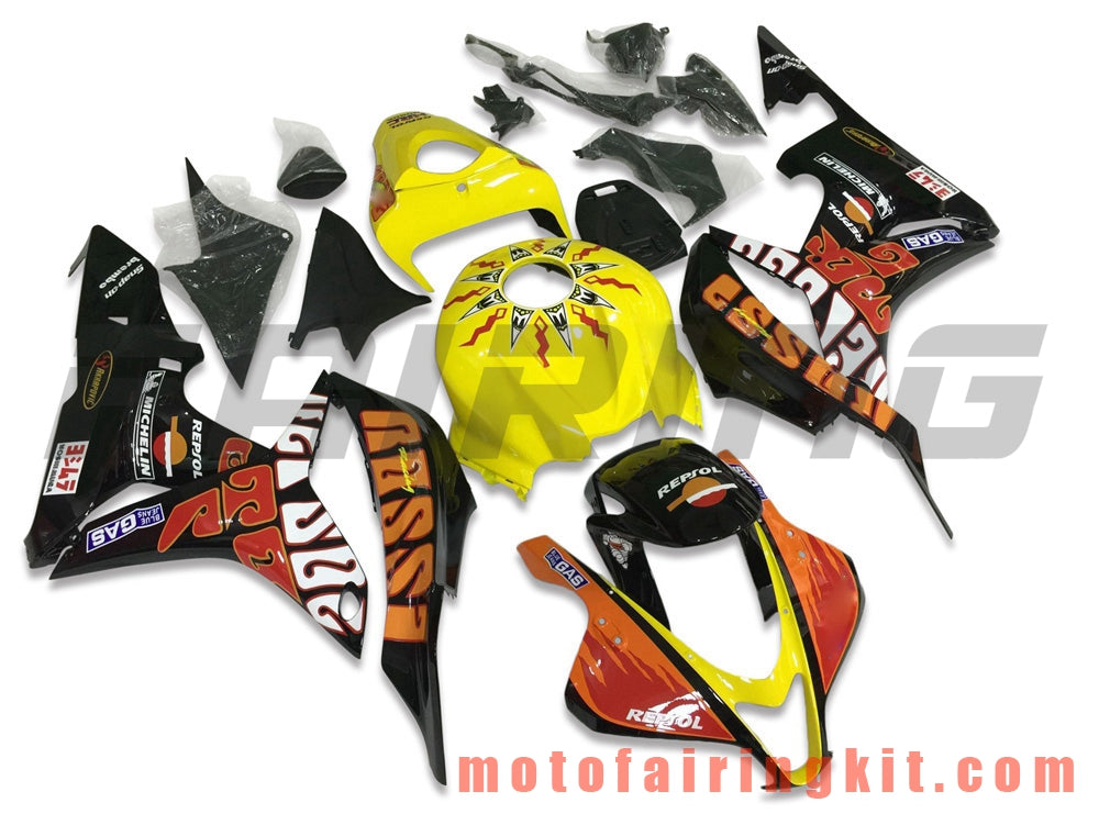 Kits de carenado aptos para CBR600RR 2007 2008 CBR 600RR 07 08 Molde de inyección de plástico ABS Carrocería completa para motocicleta Carrocería del mercado de accesorios Marco (amarillo y negro) B036