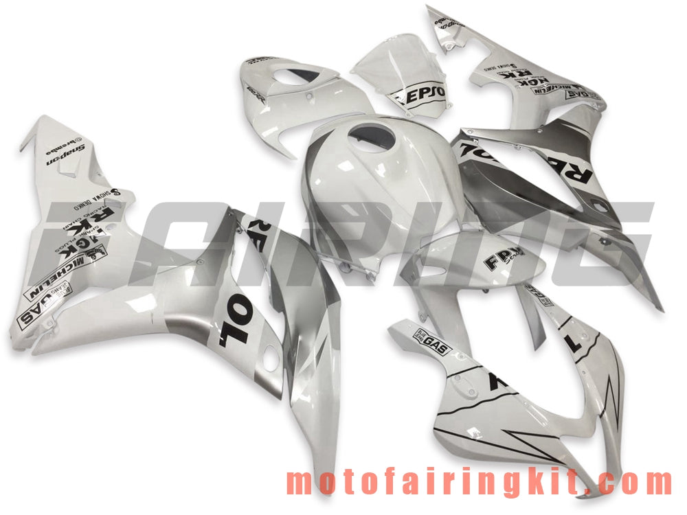 Fairing Kits Fit for CBR600RR 2007 2008 CBR 600RR 07 08 Plastic ABS Injection Mold Complete Motorcycle Body Aftermarket Bodywork Frame (White & Silver) B039