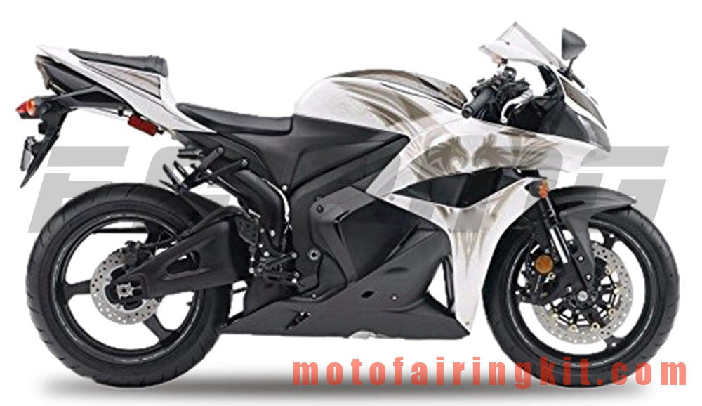 Fairing Kits Fit for CBR600RR 2007 2008 CBR 600RR 07 08 Plastic ABS Injection Mold Complete Motorcycle Body Aftermarket Bodywork Frame (White & Black) B065