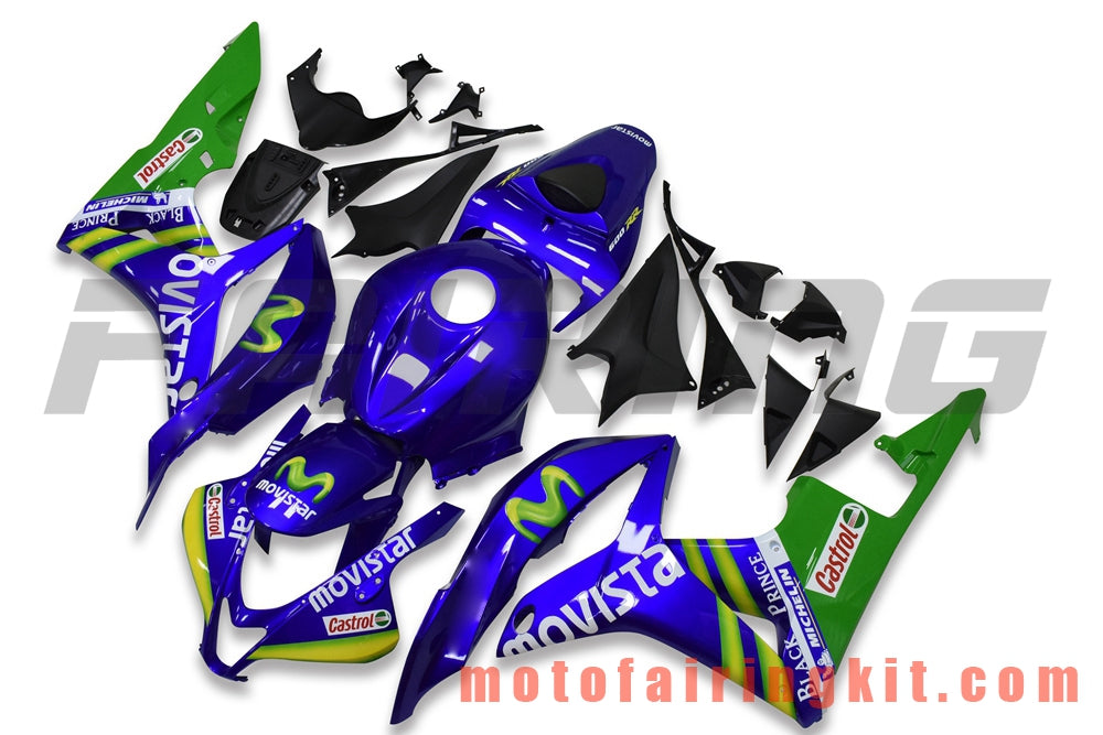 Fairing Kits Fit for CBR600RR 2007 2008 CBR 600RR 07 08 Plastic ABS Injection Mold Complete Motorcycle Body Aftermarket Bodywork Frame (Blue & Green) B070