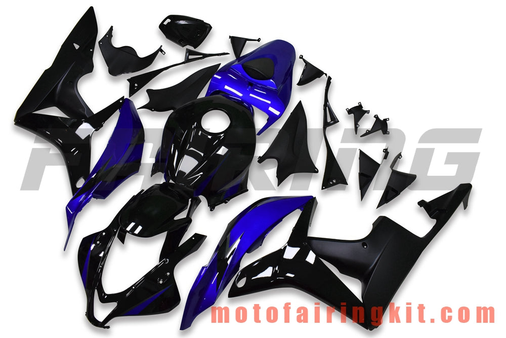 フェアリングキット CBR600RR 2007 2008 CBR 600RR 07 08 プラスチック ABS 射出成形 完全なオートバイボディ アフターマーケットボディワークフレーム (ブラック &amp; ブルー) B073