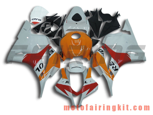 Fairing Kits Fit for CBR600RR 2009 2010 2011 2012 CBR600 RR 09 10 11 12 Plastic ABS Injection Mold Complete Motorcycle Body Aftermarket Bodywork Frame (Orange & White) B005