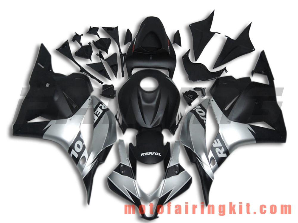 Fairing Kits Fit for CBR600RR 2009 2010 2011 2012 CBR600 RR 09 10 11 12 Plastic ABS Injection Mold Complete Motorcycle Body Aftermarket Bodywork Frame (Black & Silver) B010