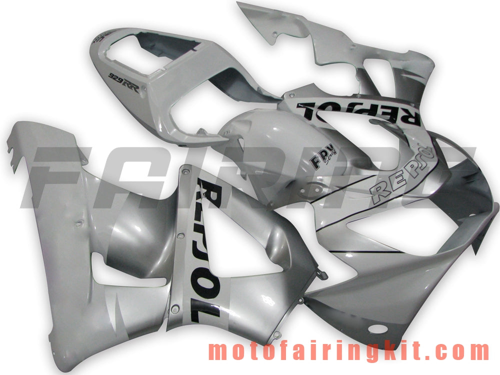 Kits de carenado aptos para CBR900RR 929 2000 2001 CBR900 RR 929 00 01 Molde de inyección de plástico ABS Carrocería completa para motocicleta Marco de carrocería de posventa (blanco y plateado) B017