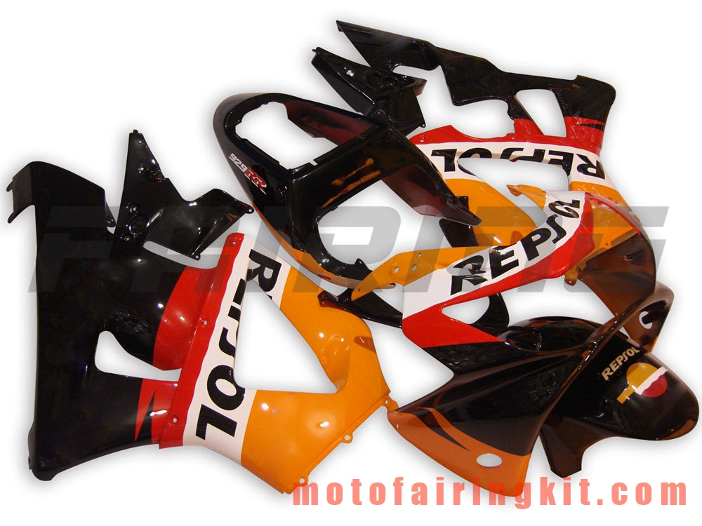 Kits de carenado aptos para CBR900RR 929 2000 2001 CBR900 RR 929 00 01 Molde de inyección de plástico ABS Carrocería completa para motocicleta Marco de carrocería de posventa (negro y naranja) B019