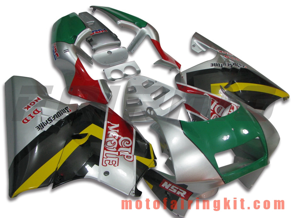 Fairing Kits Fit for NSR250R MC21 SP P3 1990 1991 1992 1993 NSR250 R 90 - 93 Plastic ABS Injection Mold Complete Motorcycle Body Aftermarket Bodywork Frame (Silver & Green) B003