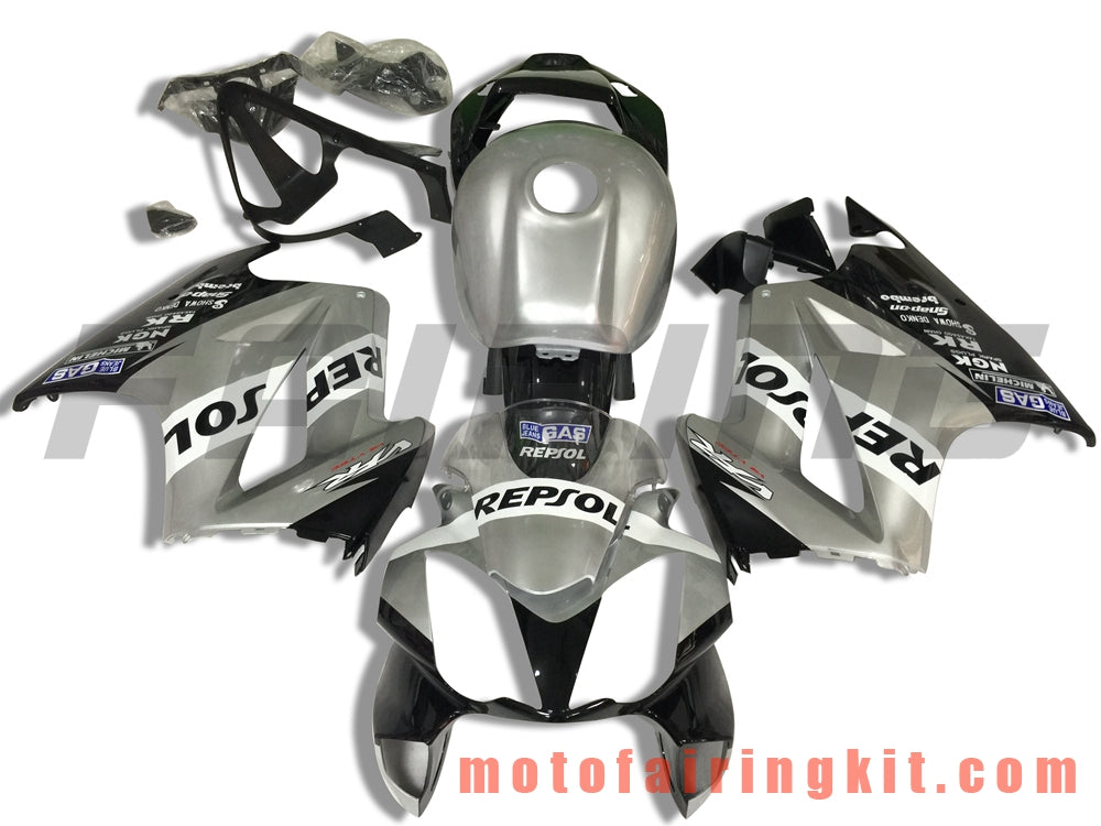 フェアリングキット VFR800 RC46 2002 - 2012 VFR800 RC46 02 - 12 プラスチック ABS 射出成形 完全なオートバイボディ アフターマーケットボディワークフレーム (シルバー &amp; ブラック) B007