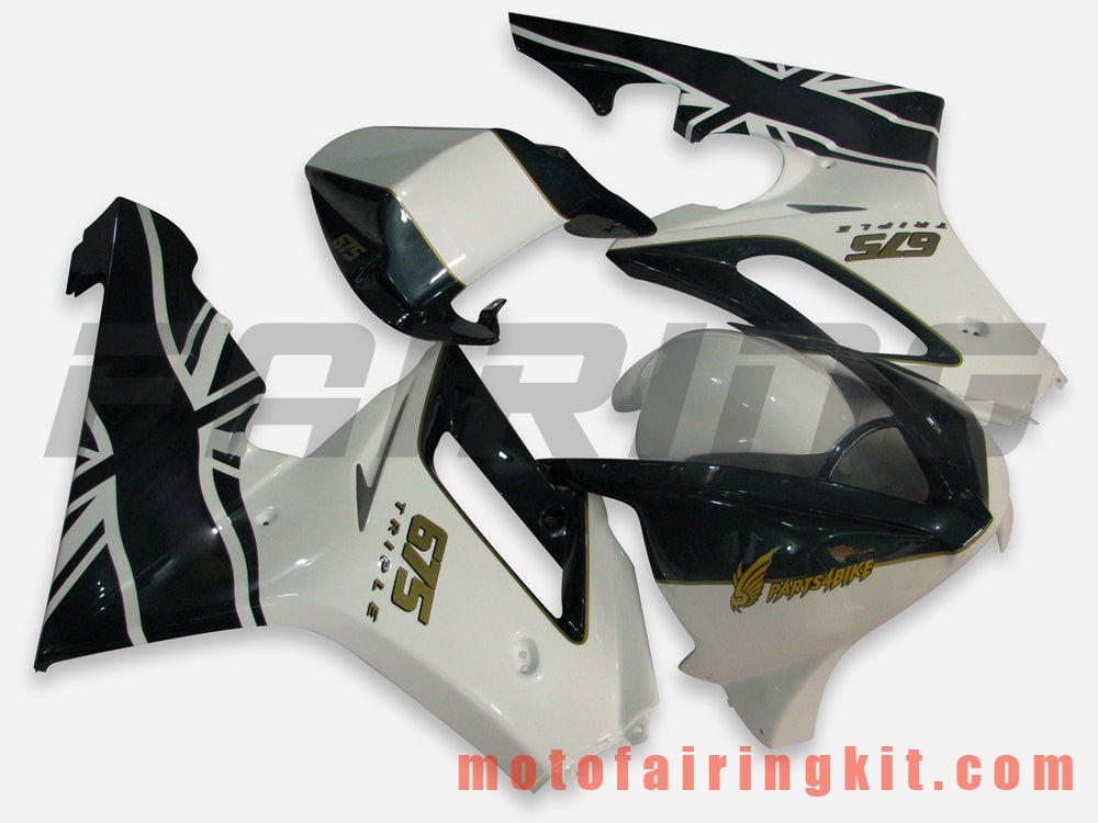 Fairing Kits Fit for Daytona 675 2006 2007 2008 675 06 07 08 Plastic ABS Injection Mold Complete Motorcycle Body Aftermarket Bodywork Frame (White & Black) B002