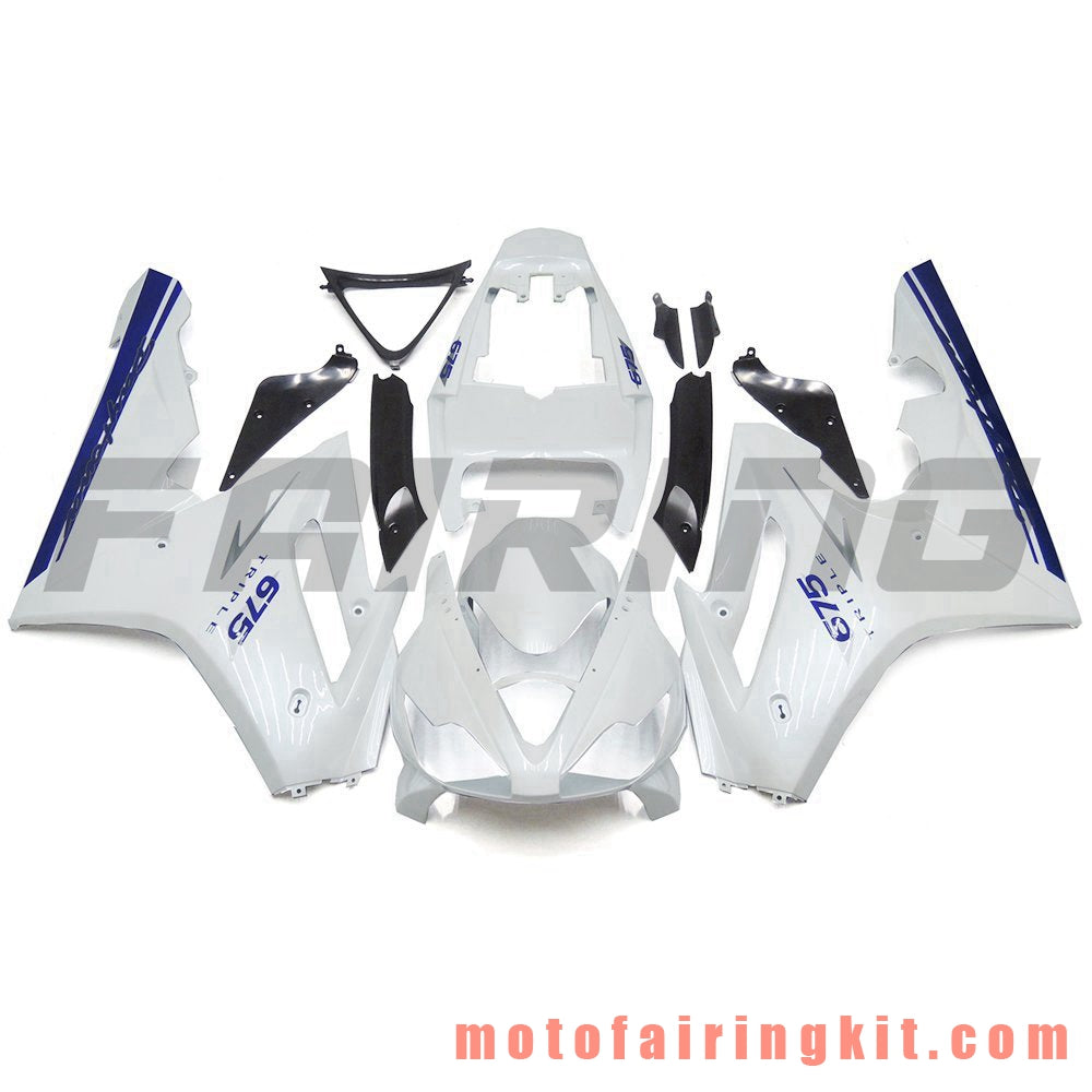 Fairing Kits Fit for Daytona 675 2006 2007 2008 675 06 07 08 Plastic ABS Injection Mold Complete Motorcycle Body Aftermarket Bodywork Frame (White & Blue) B013