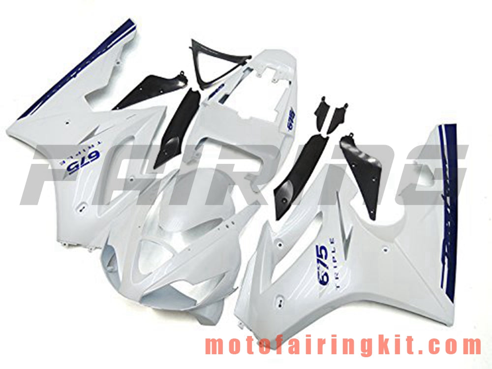 Fairing Kits Fit for Daytona 675 2006 2007 2008 675 06 07 08 Plastic ABS Injection Mold Complete Motorcycle Body Aftermarket Bodywork Frame (White & Blue) B013