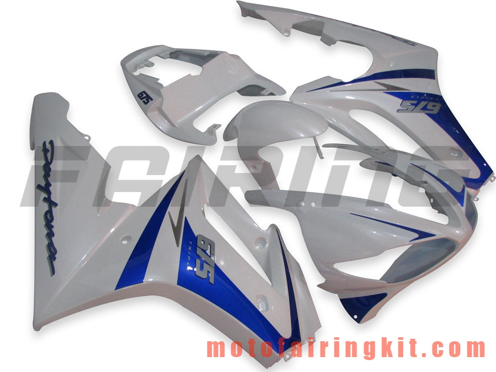 Fairing Kits Fit for Daytona 675 2009 2010 2011 2012 675 09 10 11 12 Plastic ABS Injection Mold Complete Motorcycle Body Aftermarket Bodywork Frame (White & Blue) B003