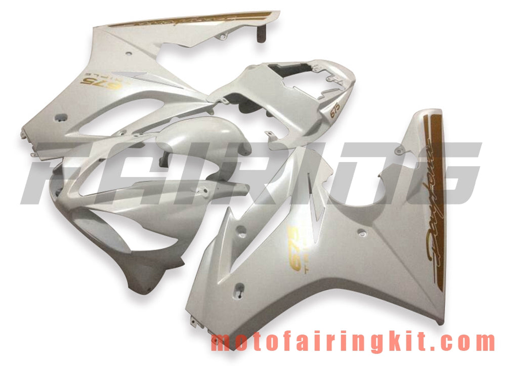 Kits de carenado aptos para Daytona 675 2009 2010 2011 2012 675 09 10 11 12 Molde de inyección de plástico ABS Carrocería completa para motocicleta Carrocería del mercado de accesorios Marco (blanco y amarillo) B005