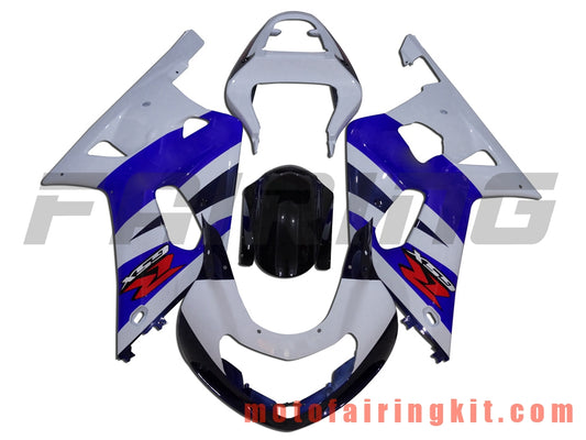 Kits de carenado aptos para GSXR1000 2000 2001 2002 GSXR 1000 00 01 02 Molde de inyección de plástico ABS Carrocería completa para motocicleta Marco de carrocería de posventa (azul y blanco) B001