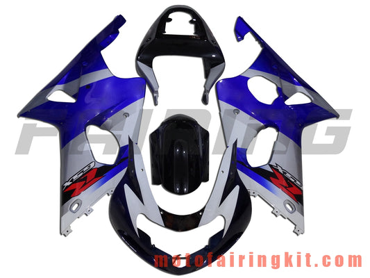 Kits de carenado aptos para GSXR1000 2000 2001 2002 GSXR 1000 00 01 02 Molde de inyección de plástico ABS Carrocería completa para motocicleta Marco de carrocería de posventa (azul y blanco) B002