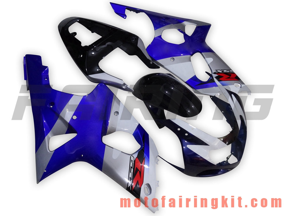 Kits de carenado aptos para GSXR1000 2000 2001 2002 GSXR 1000 00 01 02 Molde de inyección de plástico ABS Carrocería completa para motocicleta Marco de carrocería de posventa (azul y blanco) B002