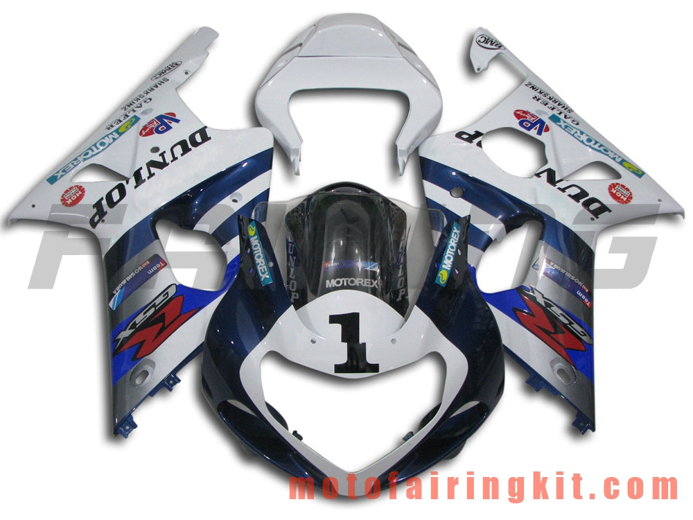 Kits de carenado aptos para GSXR1000 2000 2001 2002 GSXR 1000 00 01 02 Molde de inyección de plástico ABS Carrocería completa para motocicleta Marco de carrocería de posventa (blanco y azul) B008