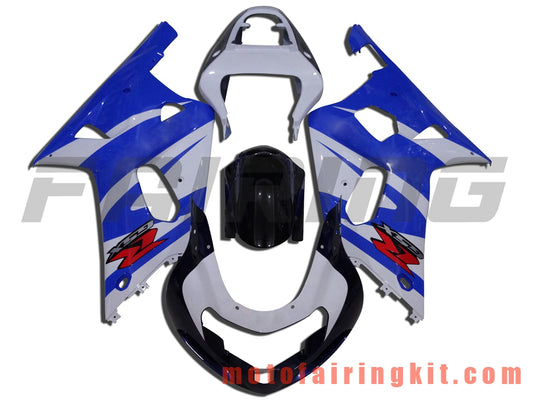 Kits de carenado aptos para GSXR1000 2000 2001 2002 GSXR 1000 00 01 02 Molde de inyección de plástico ABS Carrocería completa para motocicleta Marco de carrocería de posventa (azul y blanco) B011