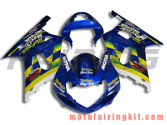 Kits de carenado aptos para GSXR1000 2000 2001 2002 GSXR 1000 00 01 02 Molde de inyección de plástico ABS Carrocería completa para motocicleta Marco de carrocería de posventa (azul y amarillo) B017