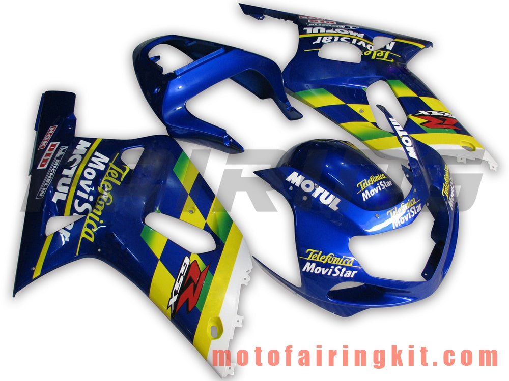 Fairing Kits Fit for GSXR1000 2000 2001 2002 GSXR 1000 00 01 02 Plastic ABS Injection Mold Complete Motorcycle Body Aftermarket Bodywork Frame (Blue & Yellow) B017