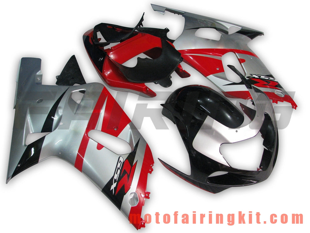 Kits de carenado aptos para GSXR1000 2000 2001 2002 GSXR 1000 00 01 02 Molde de inyección de plástico ABS Carrocería completa para motocicleta Marco de carrocería de posventa (rojo y plateado) B018