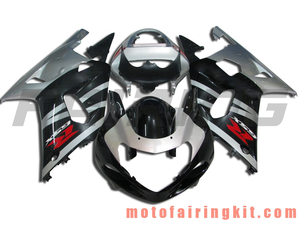 Fairing Kits Fit for GSXR1000 2000 2001 2002 GSXR 1000 00 01 02 Plastic ABS Injection Mold Complete Motorcycle Body Aftermarket Bodywork Frame (Black & Silver) B019