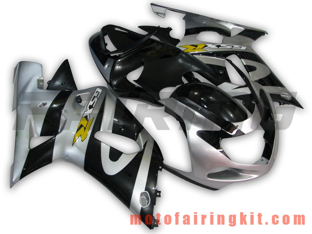 Kits de carenado aptos para GSXR1000 2000 2001 2002 GSXR 1000 00 01 02 Molde de inyección de plástico ABS Carrocería completa para motocicleta Marco de carrocería de posventa (plata y negro) B022