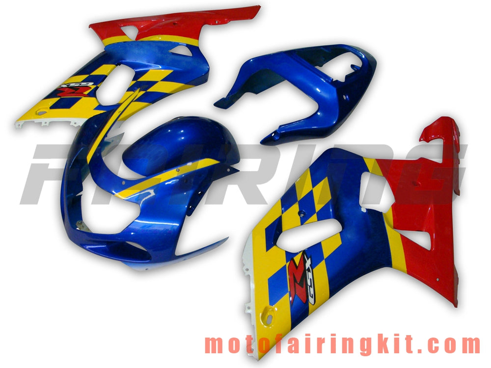 Kits de carenado aptos para GSXR1000 2000 2001 2002 GSXR 1000 00 01 02 Molde de inyección de plástico ABS Carrocería completa para motocicleta Marco de carrocería de posventa (azul y amarillo) B025